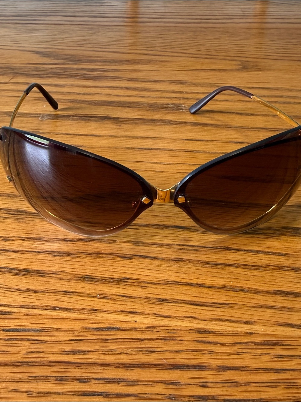 Cartier Vintage Cartier Cat Eye Rimless Sunglasses Gold /Lens Gradient Brown - Picture 8 of 15